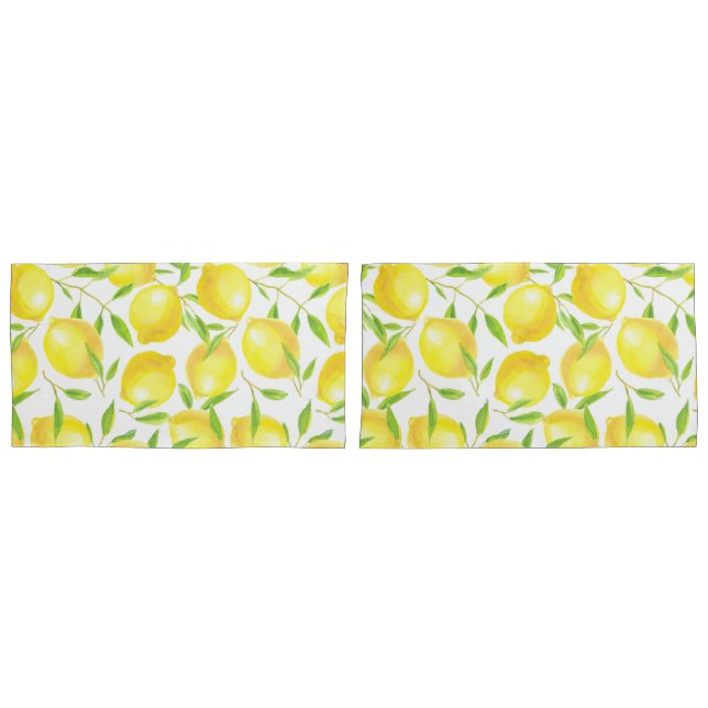 Lemons and leaves  pattern design pillowcase (Front-Set)
