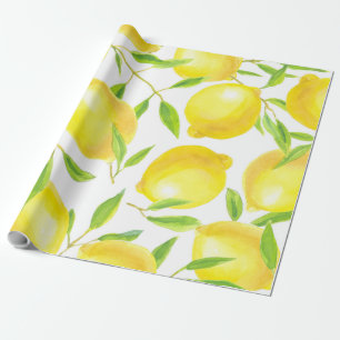 Lemons and leaves  pattern design wrapping paper
