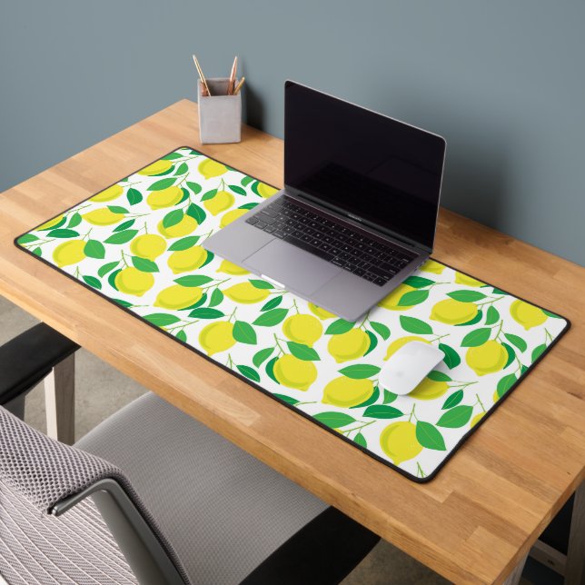 Lemons and leaves pattern desk mat (Office 2)