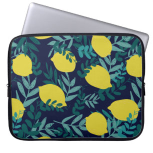 Lemons and leaves pattern laptop sleeve