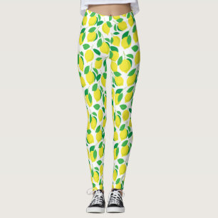 Lemons and leaves pattern leggings