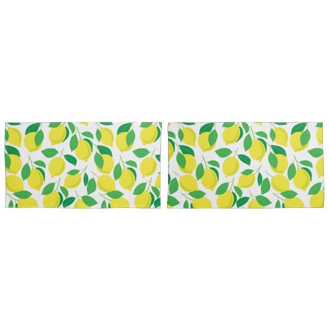 Lemons and leaves pattern pillowcase (Front-Set)