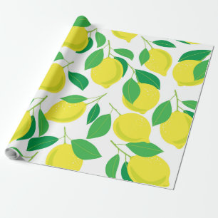 Lemons and leaves pattern wrapping paper