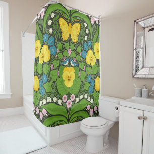 Lemons and leaves shower curtain