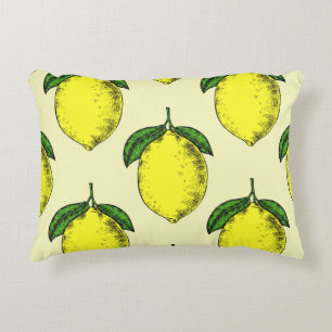Lemons and leaves: summer pattern. decorative cushion