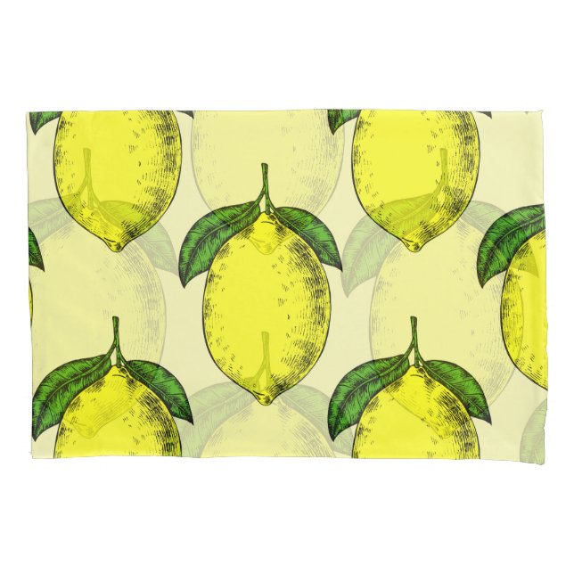 Lemons and leaves: summer pattern. pillowcase (Front)