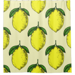 Lemons and leaves: summer pattern. shower curtain
