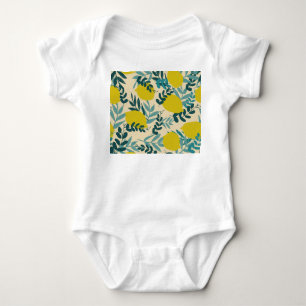 Lemons and leaves, vintage background. baby bodysuit