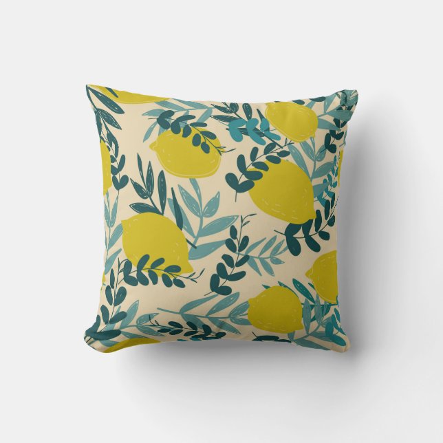 Lemons and leaves, vintage background. cushion (Front)