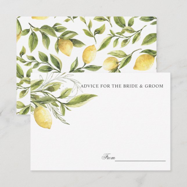 Lemons and leaves Wedding Advice or recipe Invitation (Front/Back)