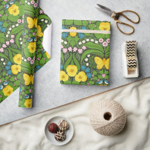 Lemons and leaves wrapping paper