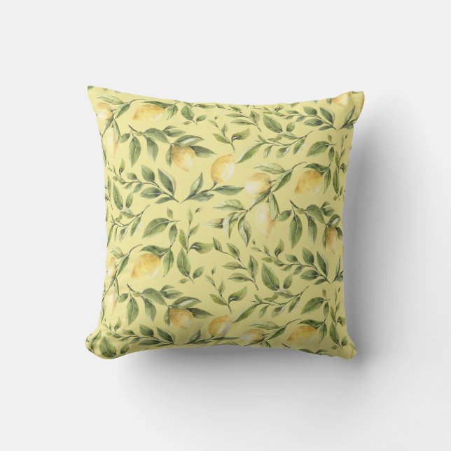 Lemons and Leaves | Yellow | Cushion (Front)