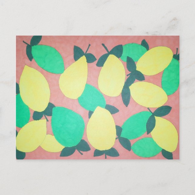 Lemons and Limes Citrus Fresh Pattern Postcard (Front)