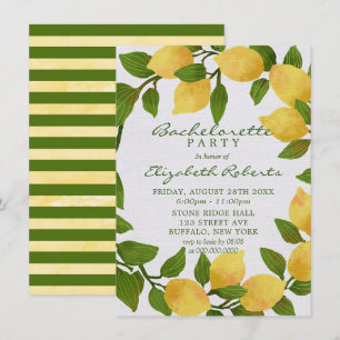 Lemons and Linen Watercolor Bachelorette Party  In Invitation