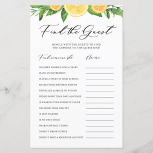 Lemons and Oranges Find the Guests Shower Game