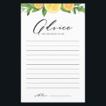 Lemons and Oranges Summer Bridal Shower Advice<br><div class="desc">Give your advice and well wishes for the bride-to-be with this lemon theme advice card. It features watercolor garland of lemons, oranges and greenery with a whimsical script. Personalise by adding texts on the back of the card. This bridal shower advice card is perfect for summer bridal showers and summer...</div>