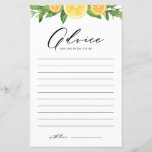 Lemons and Oranges Summer Bridal Shower Advice<br><div class="desc">Give your advice and well wishes for the bride-to-be with this lemon theme advice card. It features watercolor garland of lemons, oranges and greenery with a whimsical script. Personalise by adding texts on the back of the card. This bridal shower advice card is perfect for summer bridal showers and summer...</div>