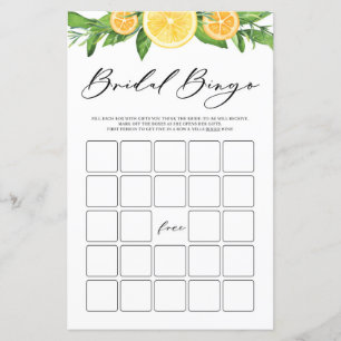 Lemons and Oranges Summer Bridal Shower Bingo Game