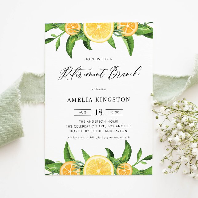 Lemons and Oranges Summer Retirement Brunch Invitation (Creator Uploaded)