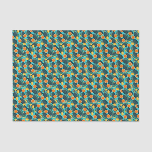 lemons and oranges teal tissue paper (Front)
