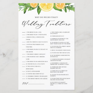 Lemons and Oranges Wedding Traditions Shower Game