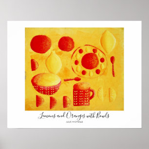 Lemons and Oranges with Bowls Painting Poster