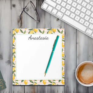 Lemons and Pink Yellow Gingham Notepad