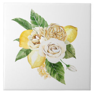 Lemons and roses bouquet tile