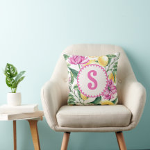 Lemons and Tulips Floral Pattern | Citrus Monogram