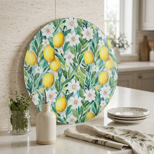 Lemons and White Flowers - French Country Decor Cutting Board