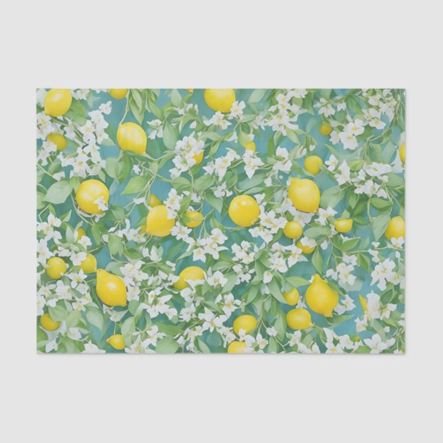 Lemons and White Flowers Tissue Paper (Front)