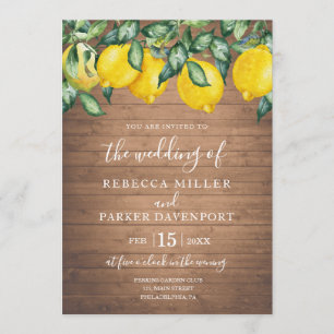 Lemons and Wood Wedding invitation