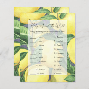 Lemons - Baby around the world Baby Shower Game