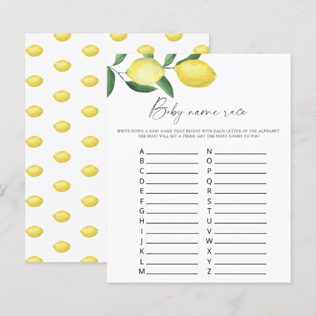 Lemons - Baby name race game (Front/Back)