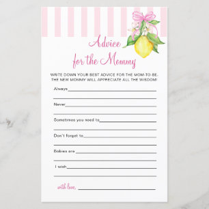 Lemons Baby Shower Advice for the Mummy