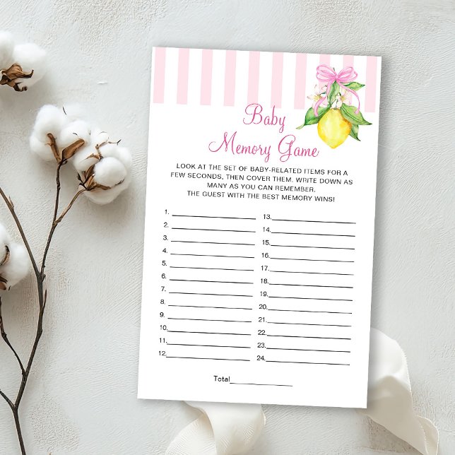 Lemons Baby Shower Baby Memory Game (Creator Uploaded)