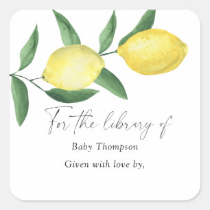 Lemons - Baby Shower bookplate, books for baby Square Sticker