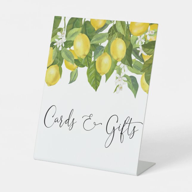 Lemons Baby Shower Cards And Gifts Pedestal Sign (Front)