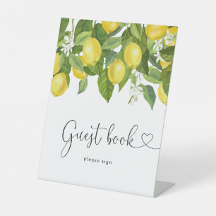 Lemons Baby Shower Guest Book Pedestal Sign