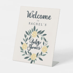 Lemons baby shower welcome pedestal sign