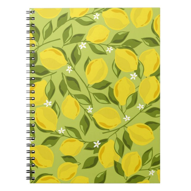 Lemons background. Hand drawn overlapping backdrop Notebook (Front)