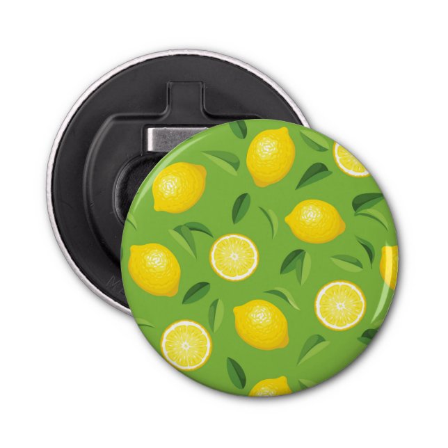 Lemons Background Pattern Bottle Opener (Front)