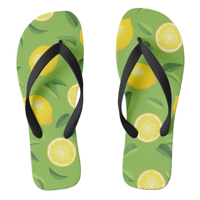 Lemons Background Pattern Flip Flops (Footbed)