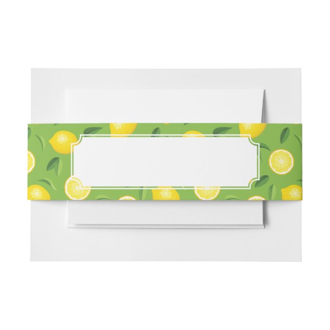 Lemons Background Pattern Invitation Belly Band (Front Example)