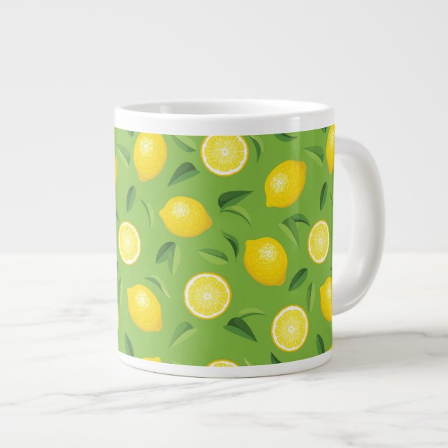 Lemons Background Pattern Large Coffee Mug (Front Right)