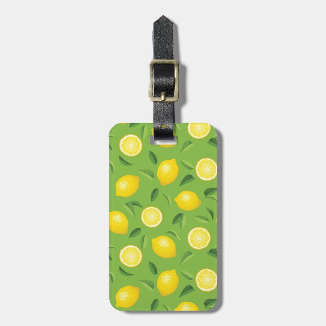 Lemons Background Pattern Luggage Tag (Front Vertical)