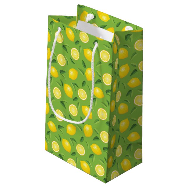 Lemons Background Pattern Small Gift Bag (Back Angled)