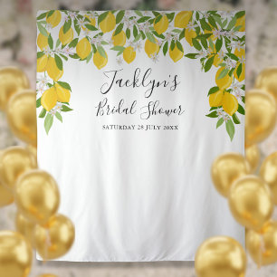 Lemons Blossom Bridal Shower Photo Booth Backdrop Tapestry