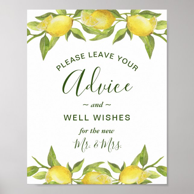 Lemons Blossom Chic Advice and Well Wishes Sign (Front)