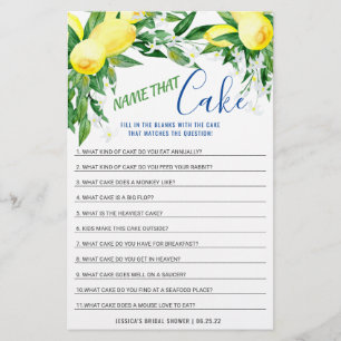 Lemons Blossom Double-Sided Bridal Shower Game
